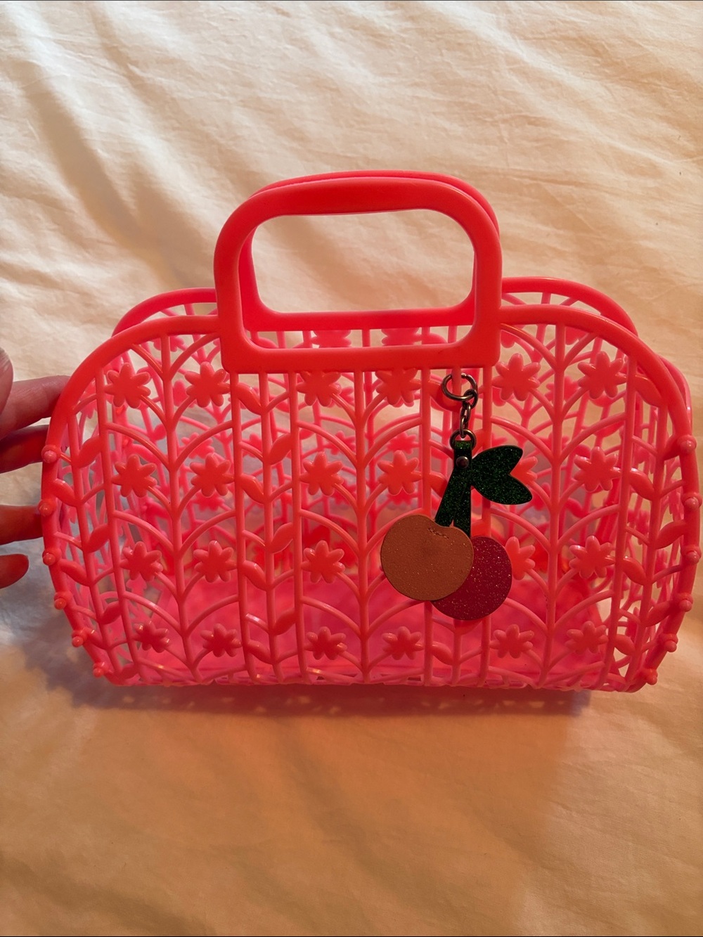 Pink plastic purse handbag